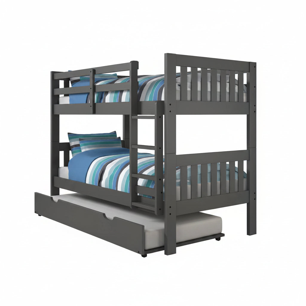 Jordan Gray Twin Over Twin Bunk Bed With Trundle QK1064809