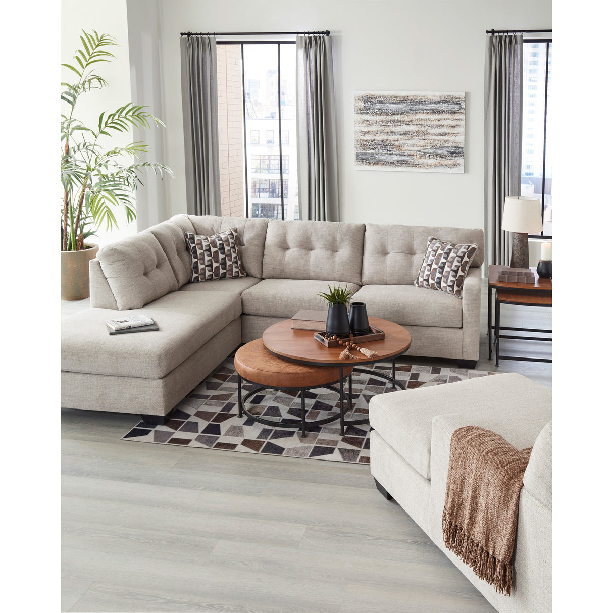 Room setting 4 featuring Mahoney Pebble Left Chaise Sectional