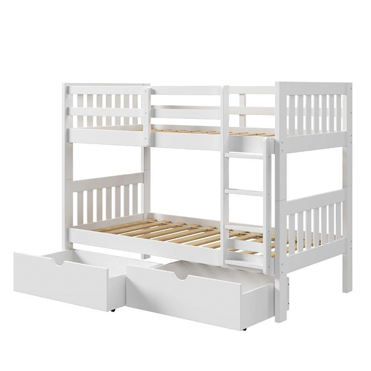 Jordan White Twin Over Twin Bunk Bed With Drawers QK1081310