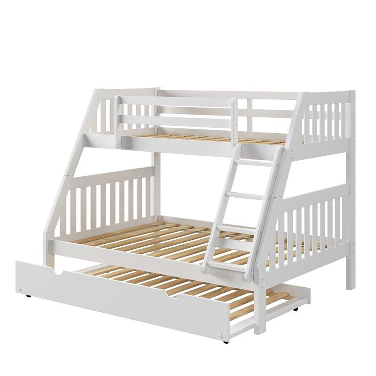 Jordan White Twin Over Full Bunk Bed With Trundle QK1081315