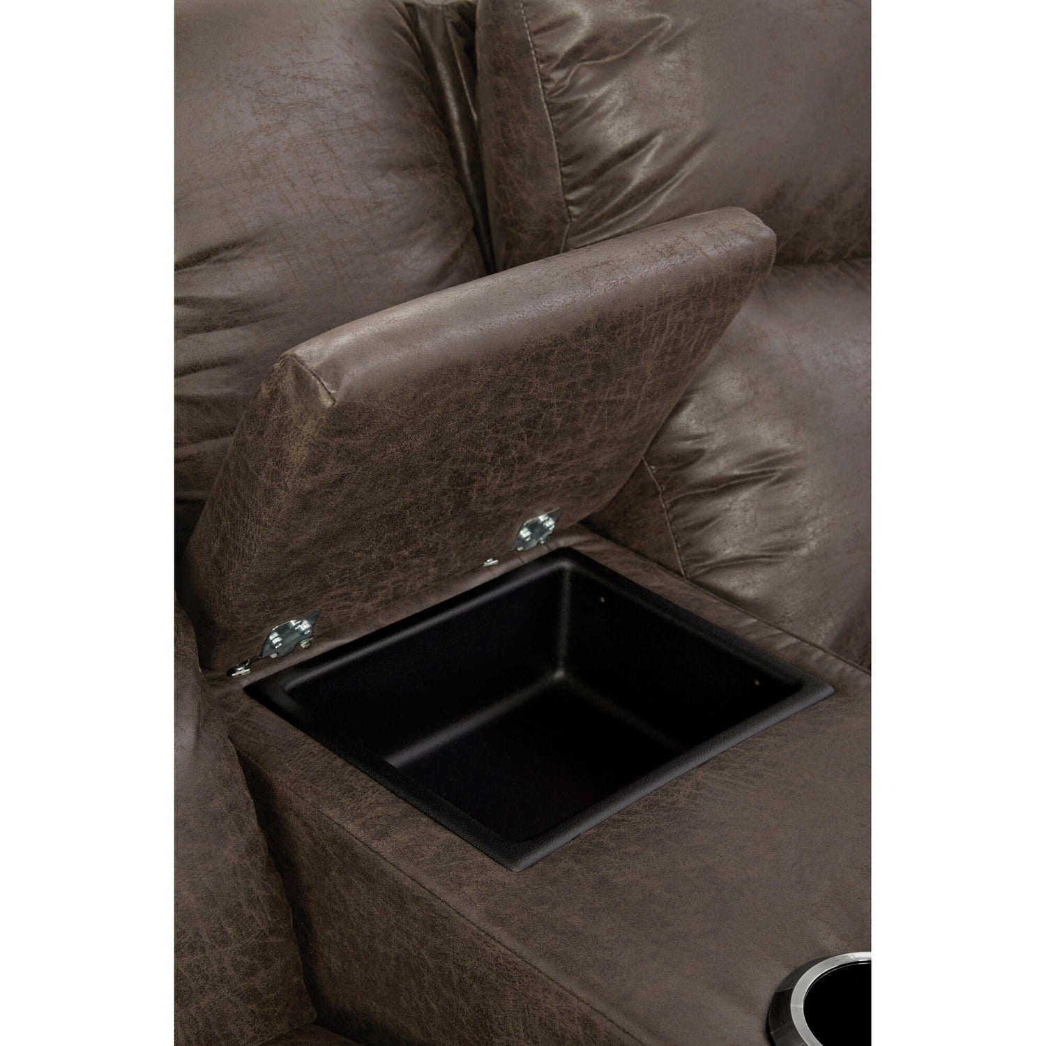Detail view of James Steel Reclining Console Loveseat