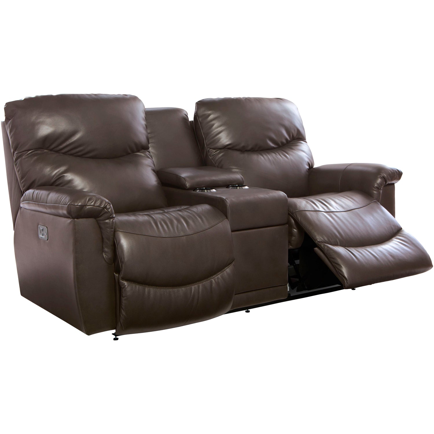 James Leather Power Plus Reclining Console Loveseat - QK1081508_LAZY_OPN_OL