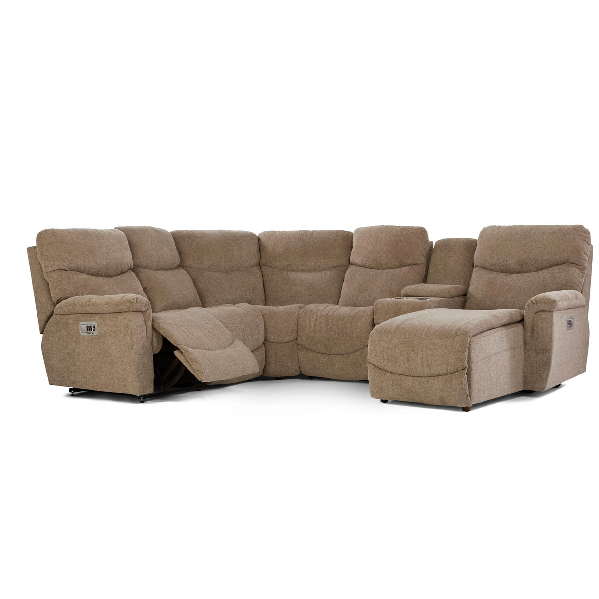Open view of James Fawn 5 Piece Tri-Power Right Chaise Reclining Sectional