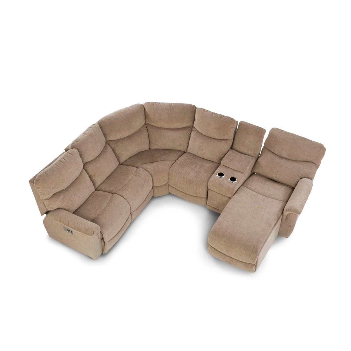 Top view of James Fawn 5 Piece Tri-Power Right Chaise Reclining Sectional