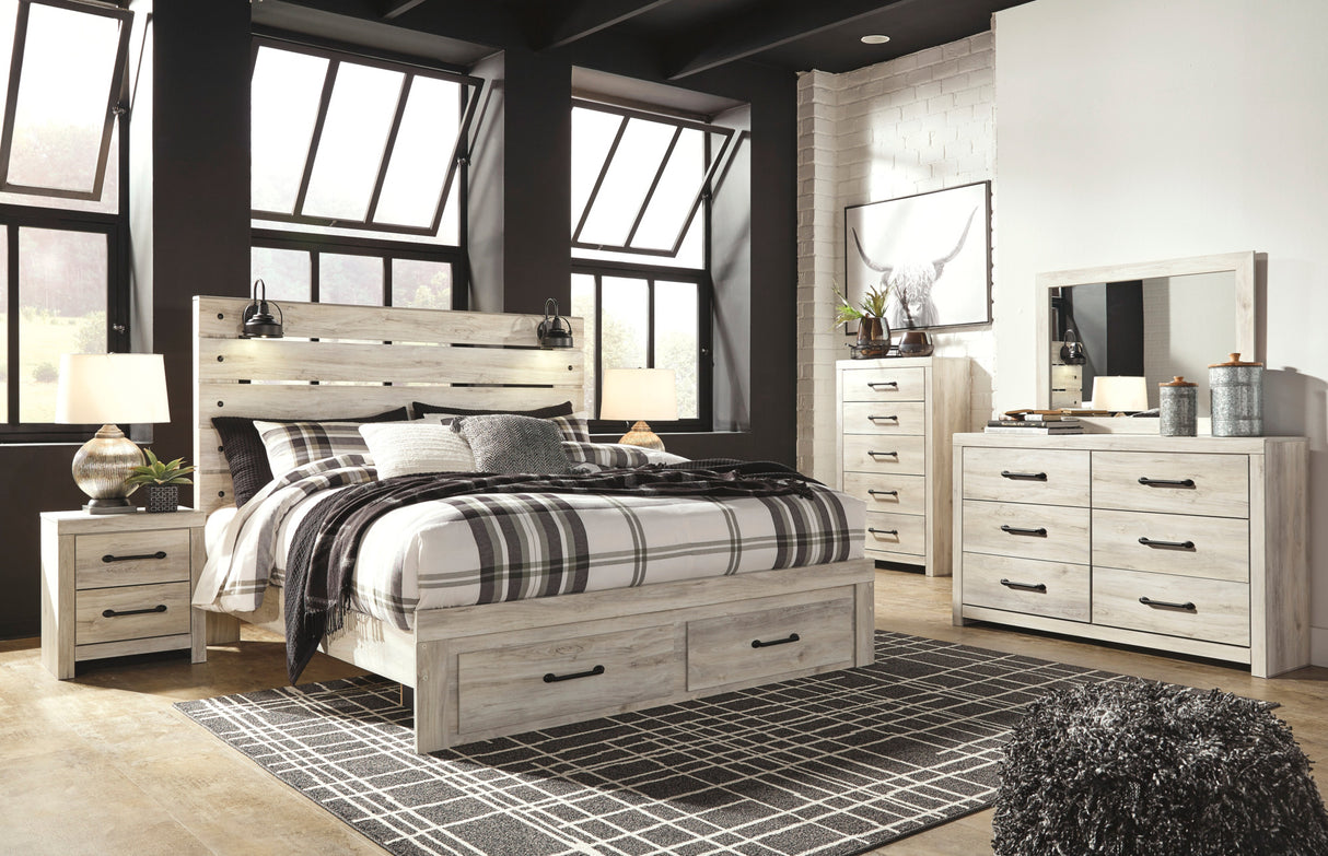 Modern bedroom with a bed, nightstands, and dressers.