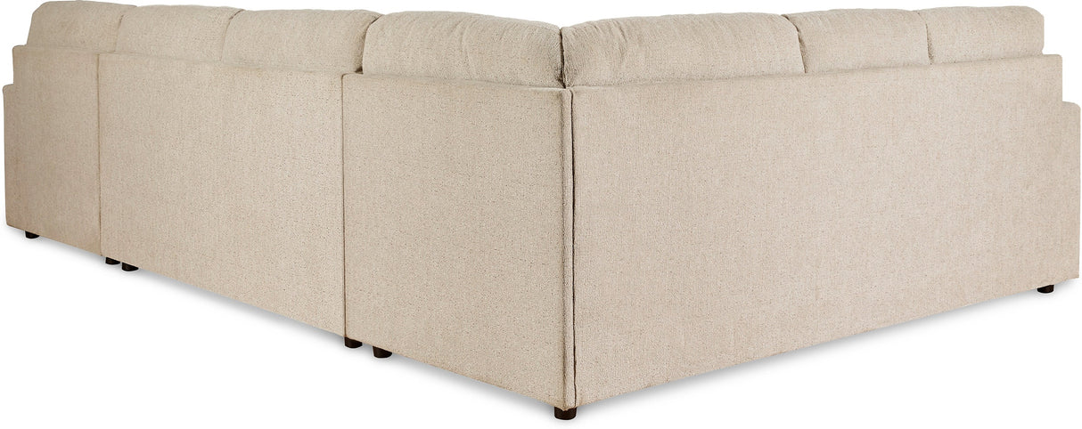 Back view of Edenfield Linen Right Chaise Sectional