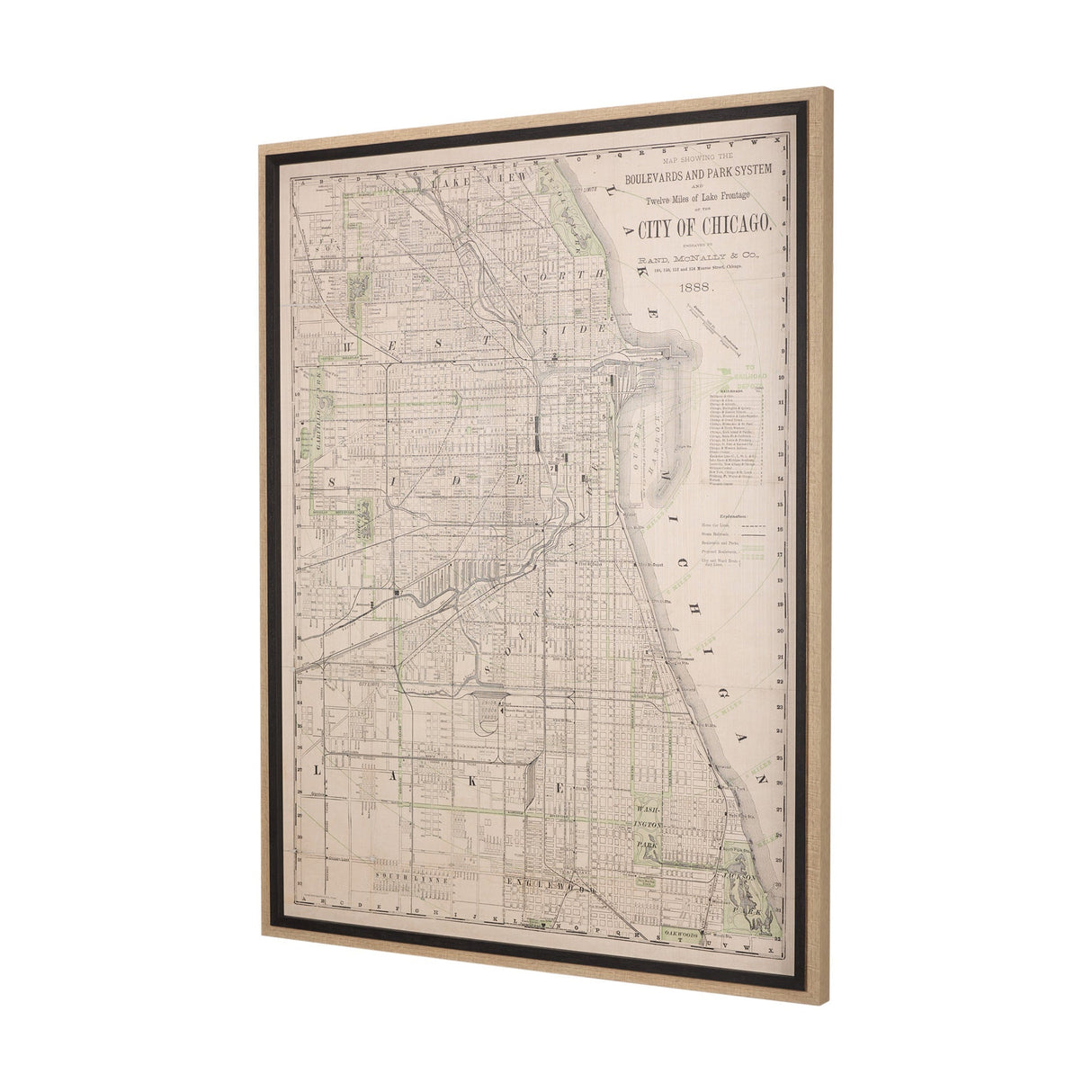 Front right view of Chicago Map Wall Art
