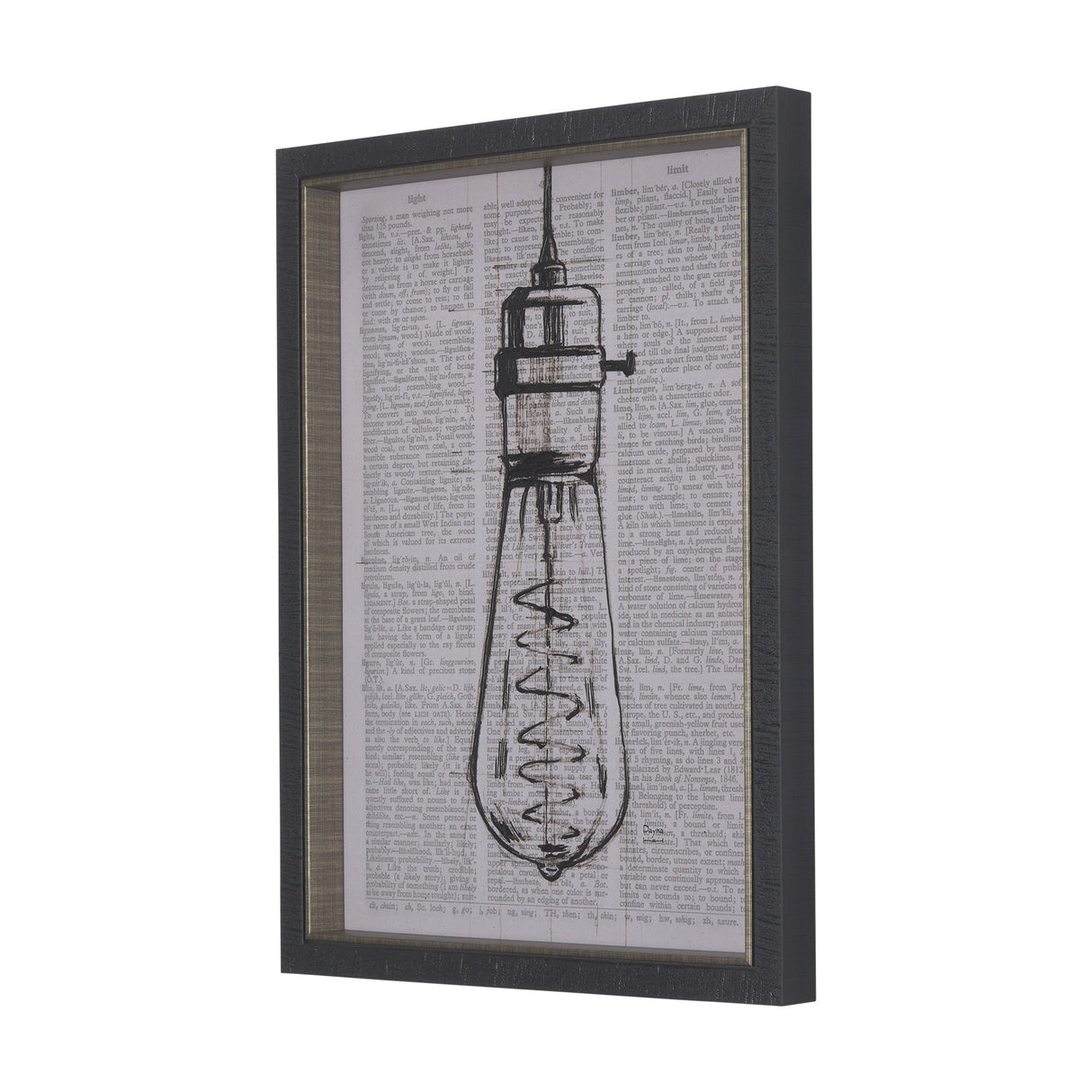 Front right view of Vintage Page I Black Wall Art