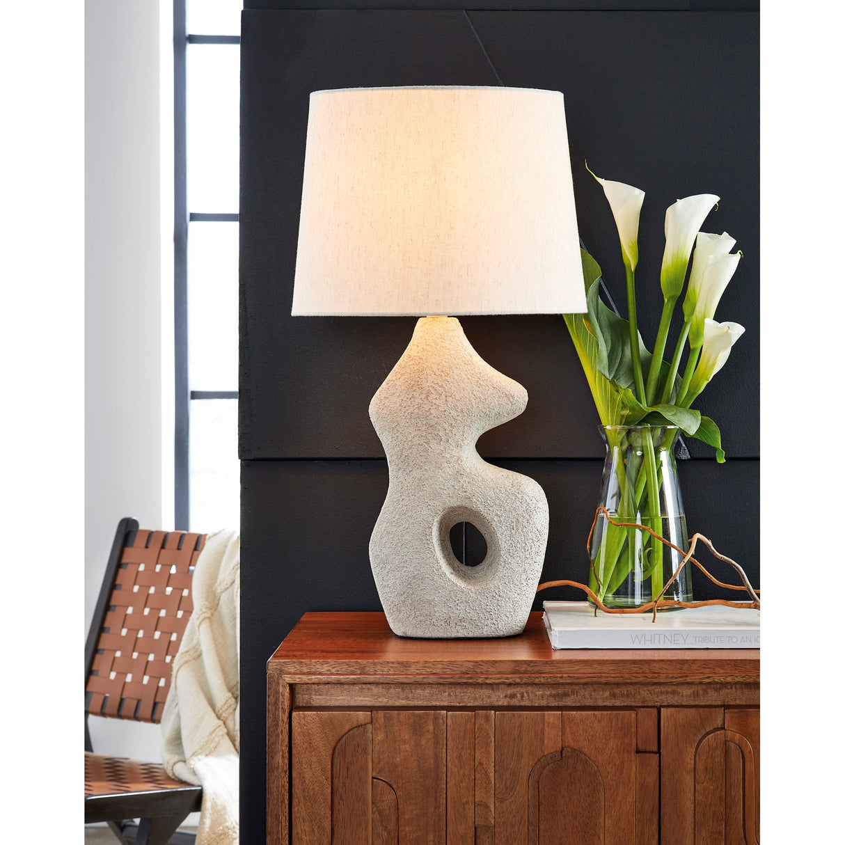 A room setting featuring Chadrich Beige Set of 2 Table Lamp
