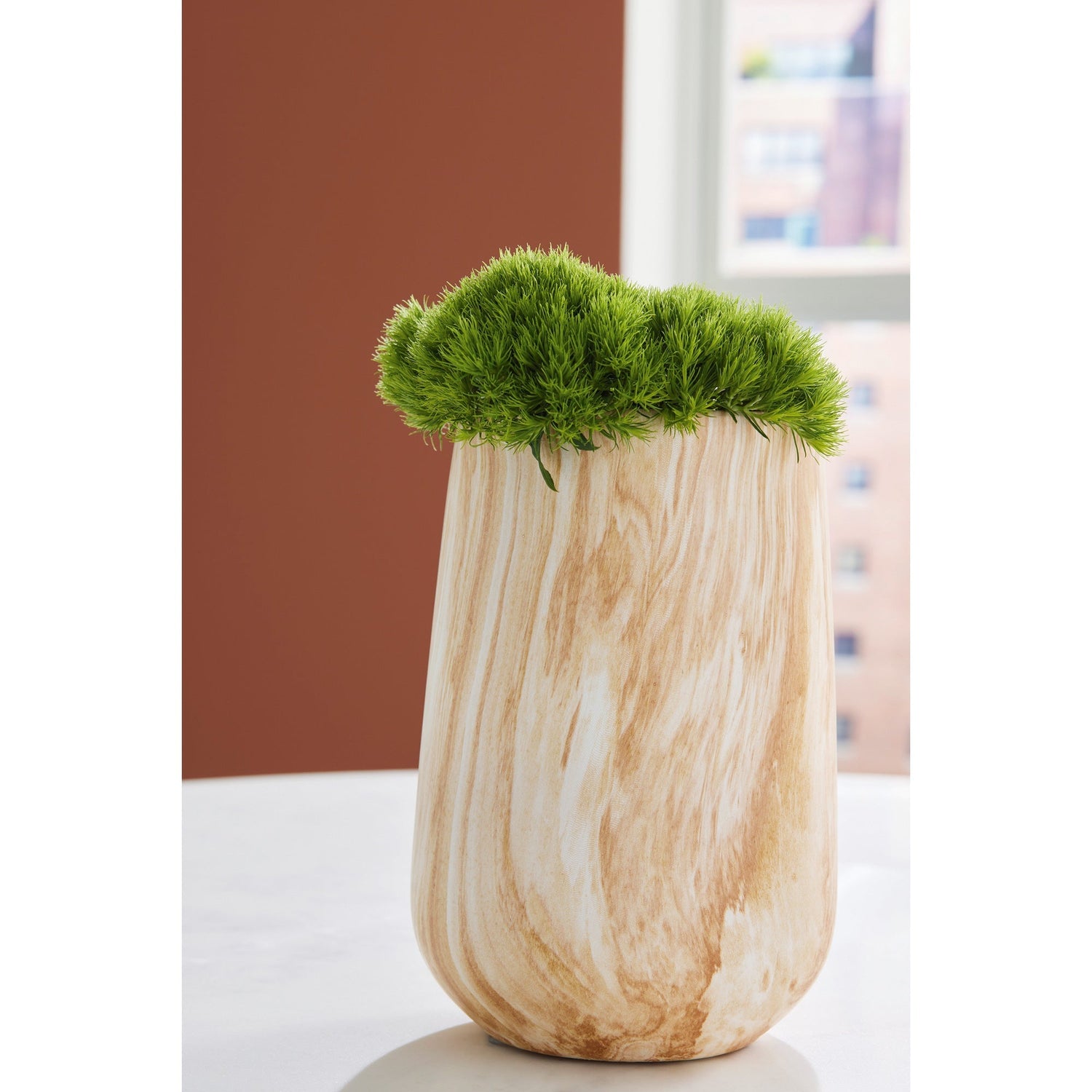 A room setting featuring Cammen Tan Medium Vase