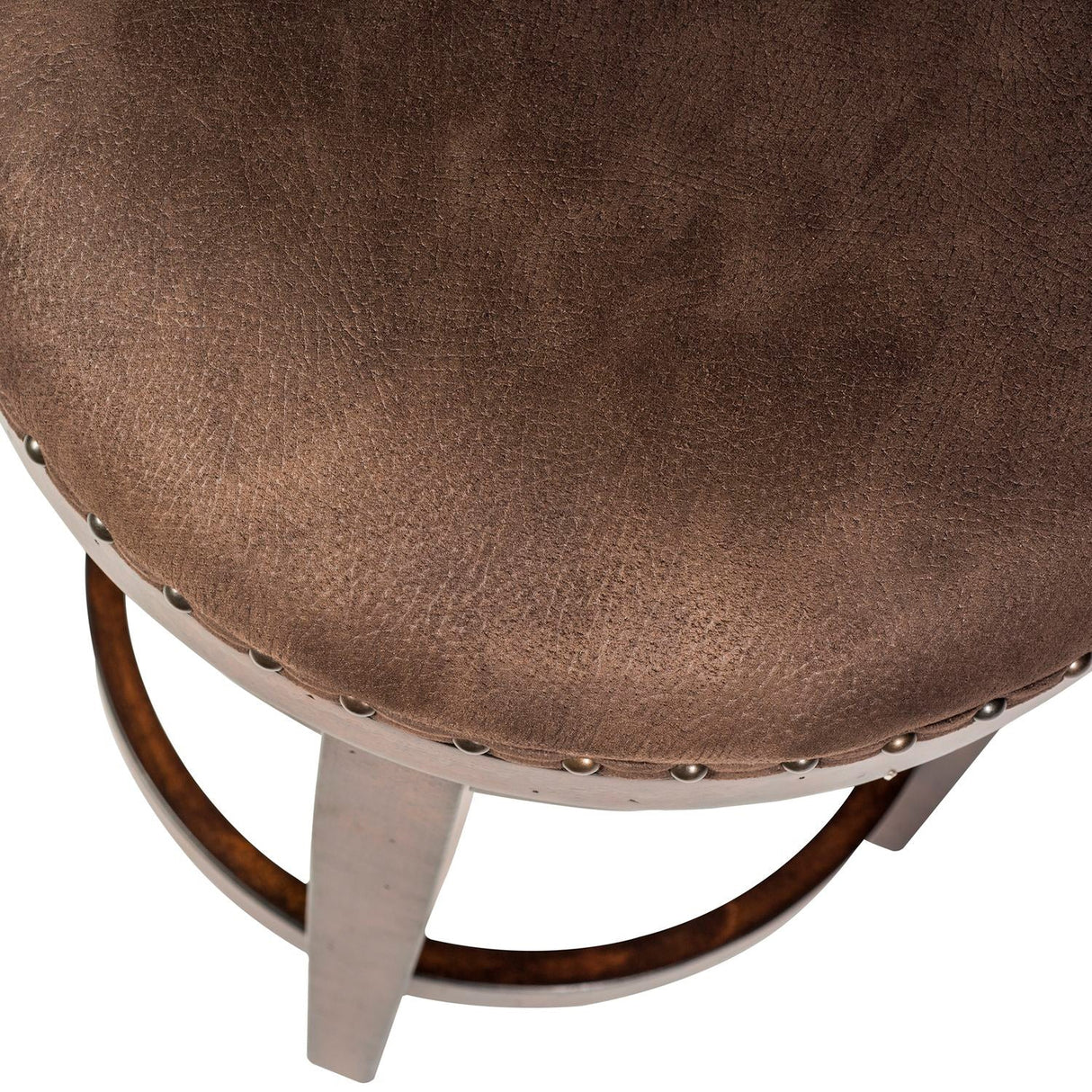 Detail view of Aspen Skies Brown Swivel Bar Stool