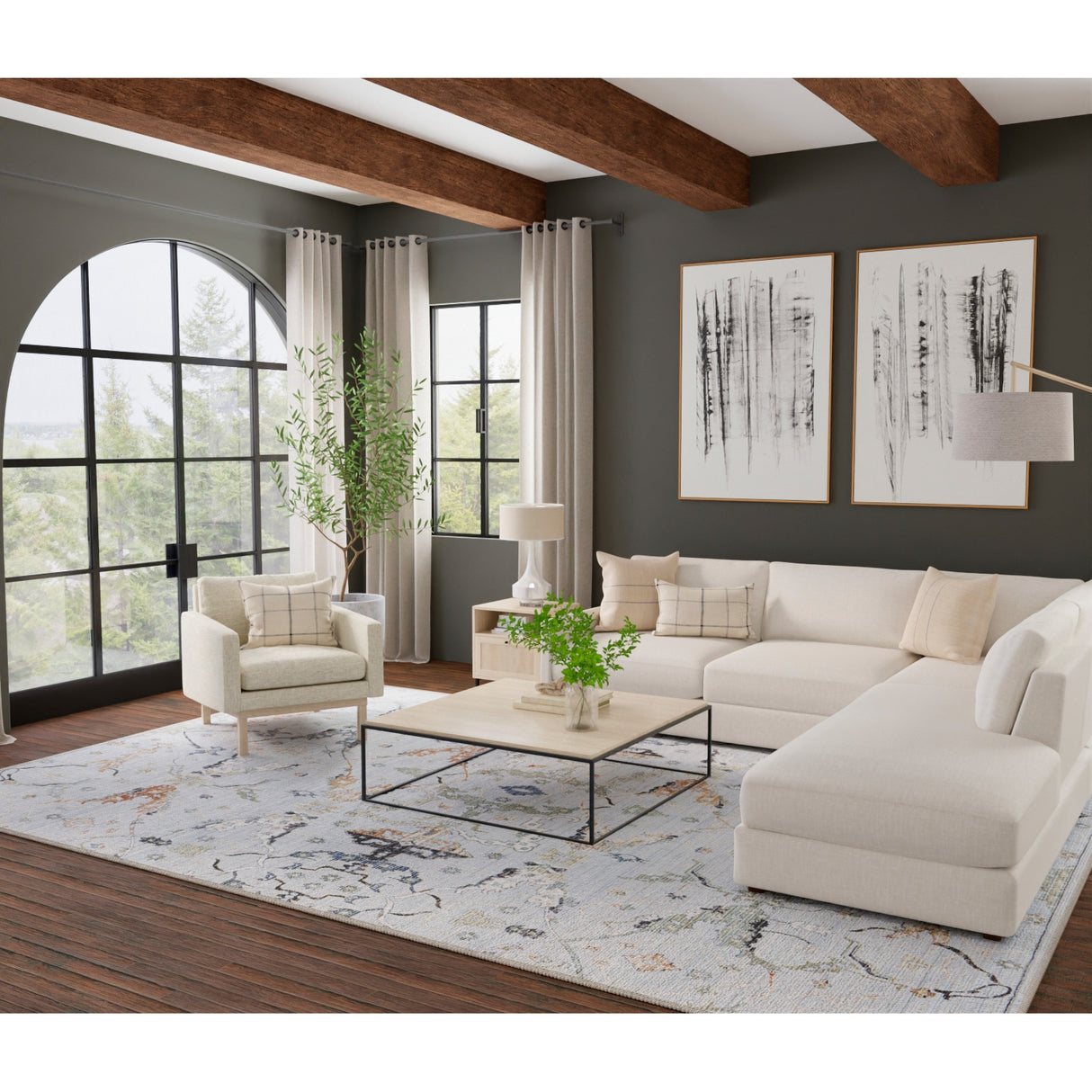 A room setting featuring Melrose Blue 8x10 Rug