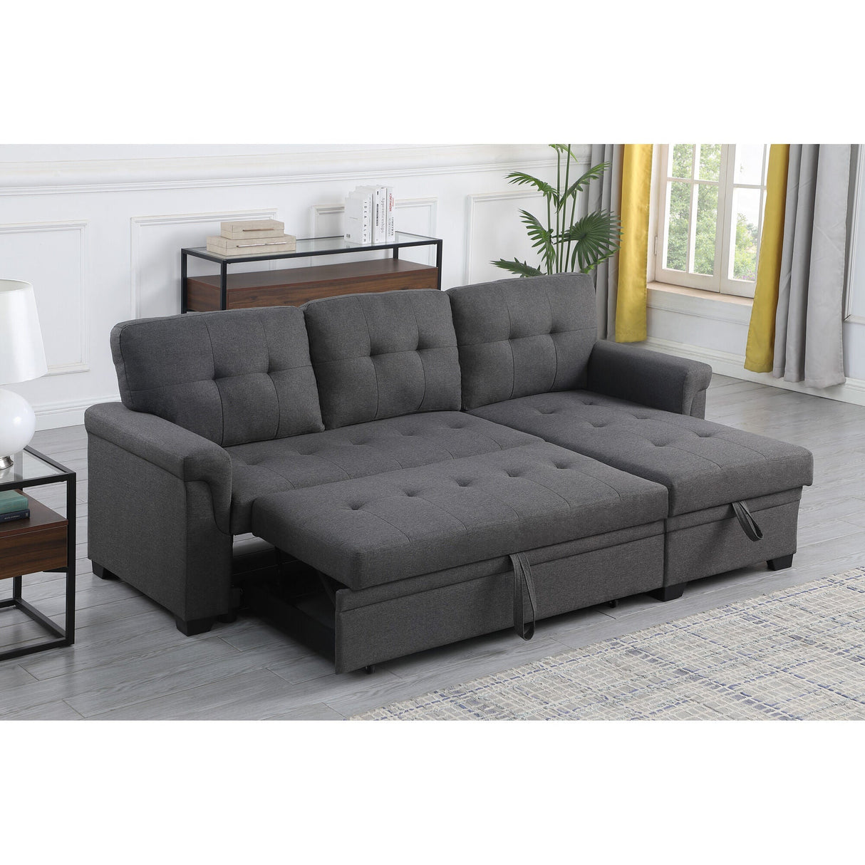 Detail view 2 of Lucca Dark Gray Twin Sleeper Chaise Sofa