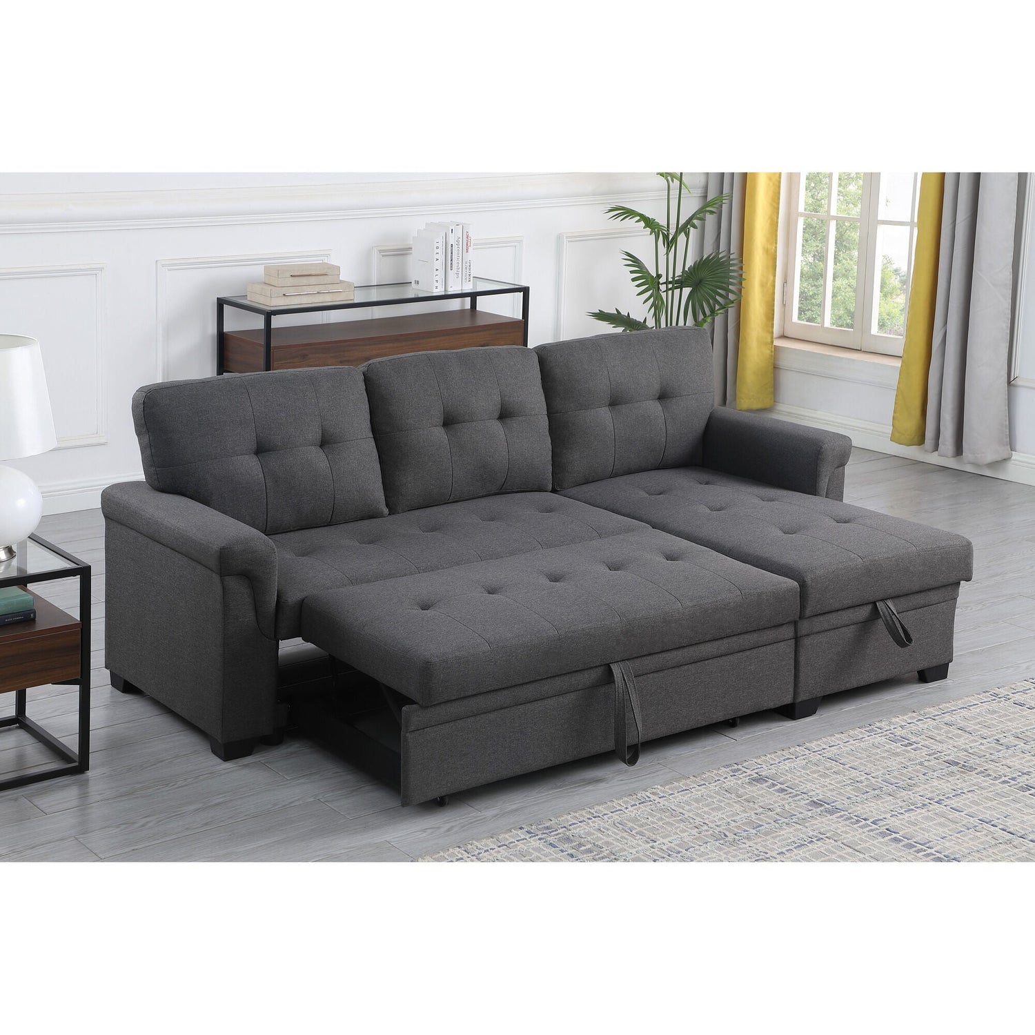 Detail view 2 of Lucca Dark Gray Twin Sleeper Chaise Sofa
