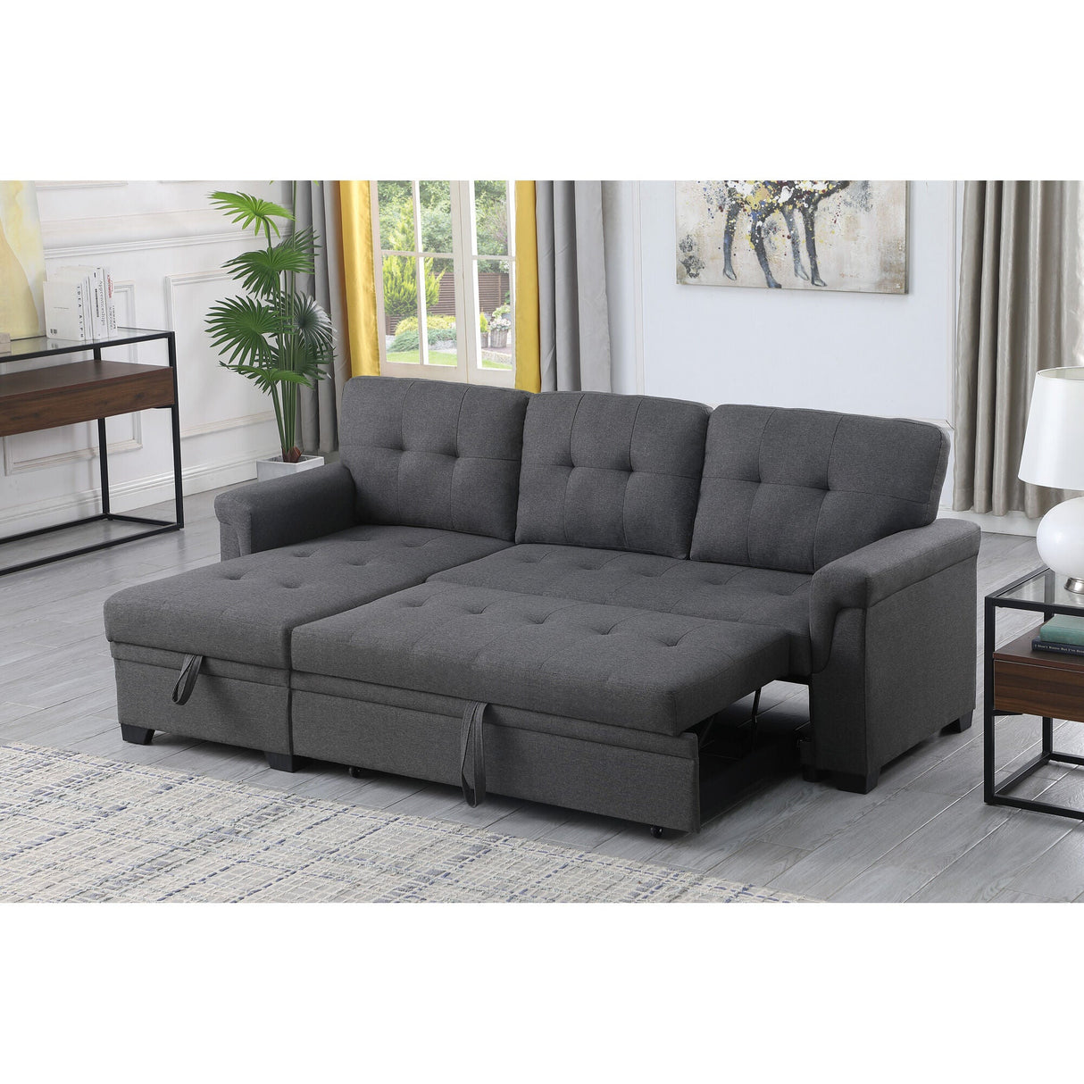 Detail view 3 of Lucca Dark Gray Twin Sleeper Chaise Sofa