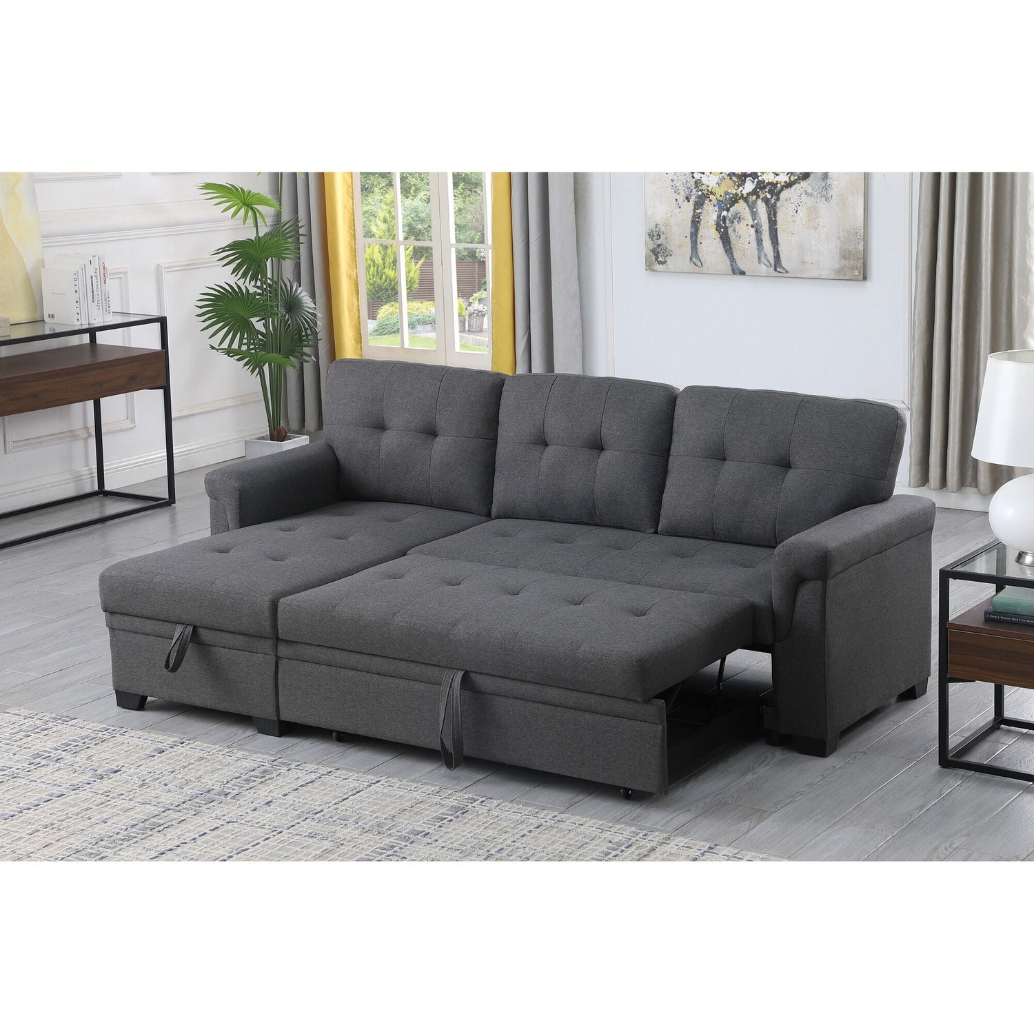 Detail view 3 of Lucca Dark Gray Twin Sleeper Chaise Sofa