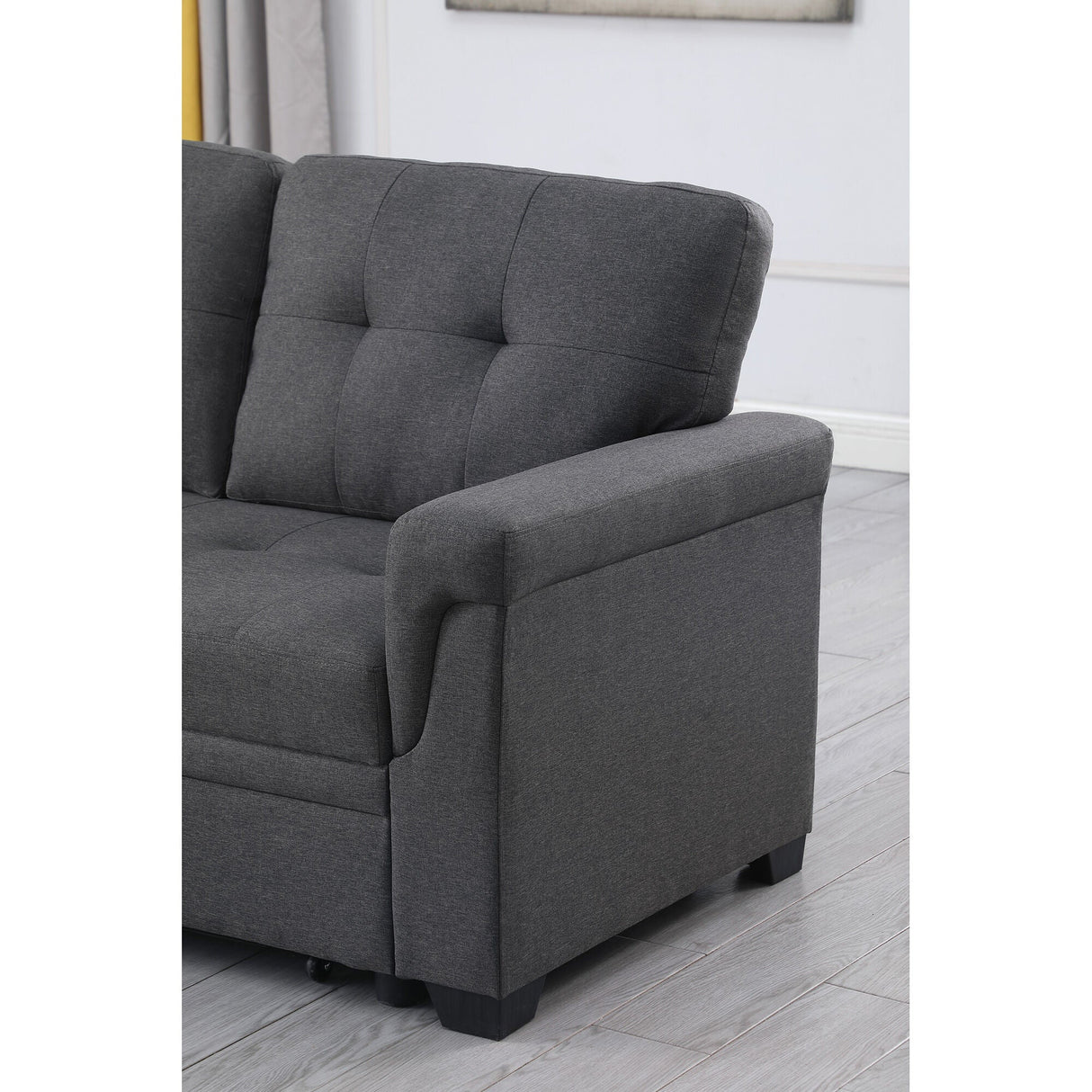 Detail view 5 of Lucca Dark Gray Twin Sleeper Chaise Sofa