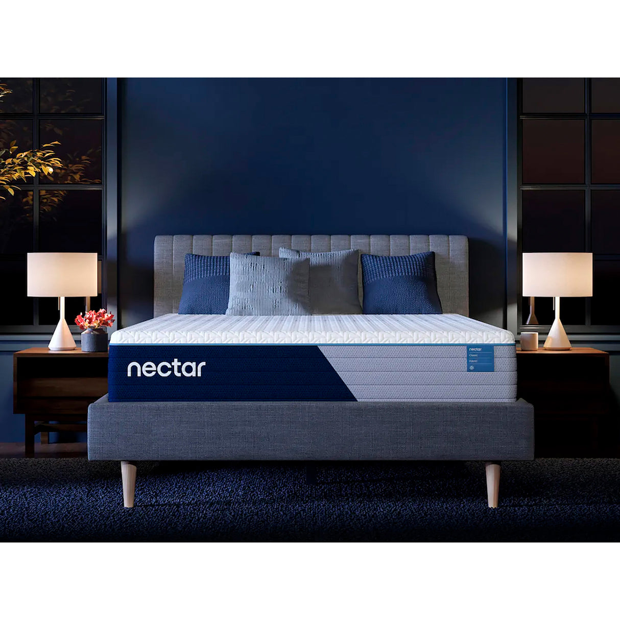 A room setting featuring Nectar Classic Hybrid Full Mattress