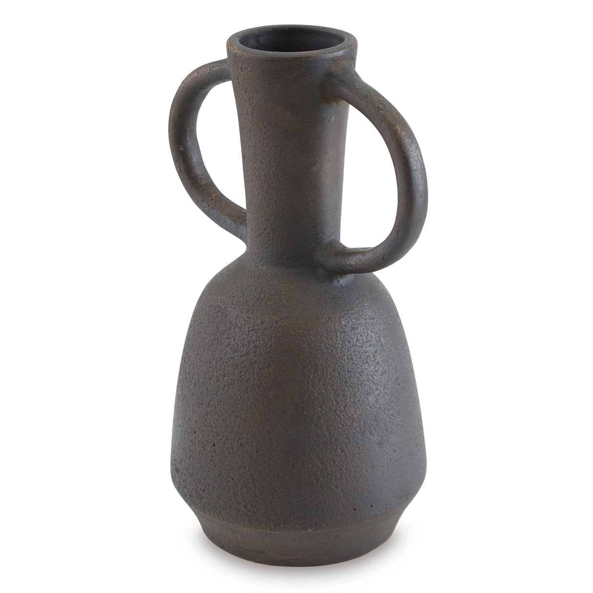 Front left view of Aadeen Distressed Brown Small Vase