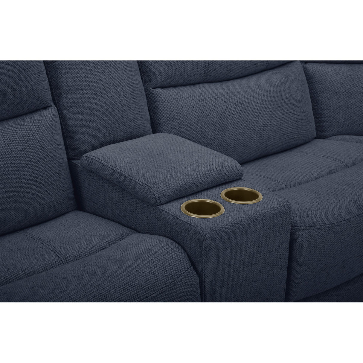 Detail view of Grayson Denim 6 Piece Sectional with 2 Power Ends and 1 Power Armless