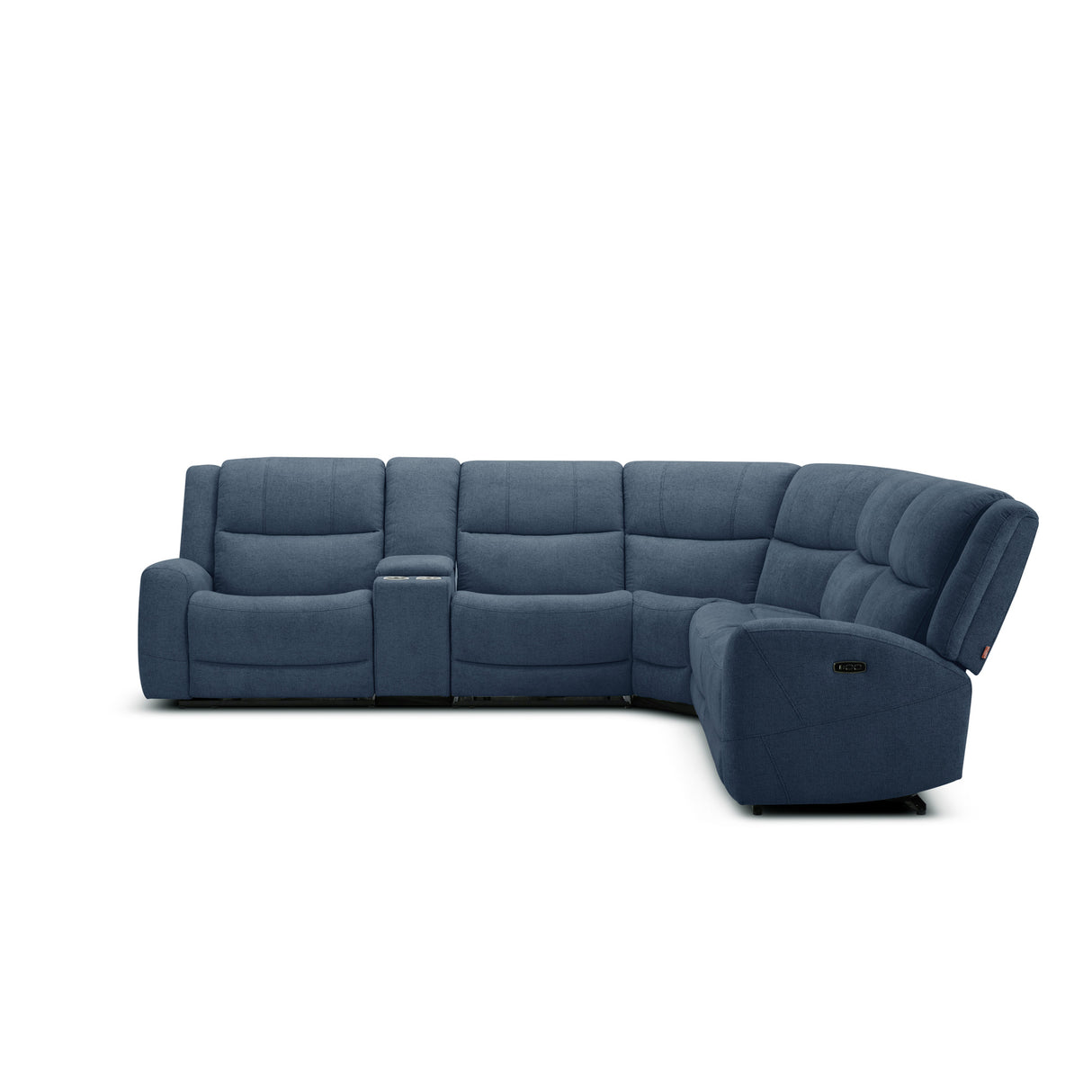 Side view of Grayson Denim 6 Piece Sectional with 2 Power Ends and 1 Power Armless