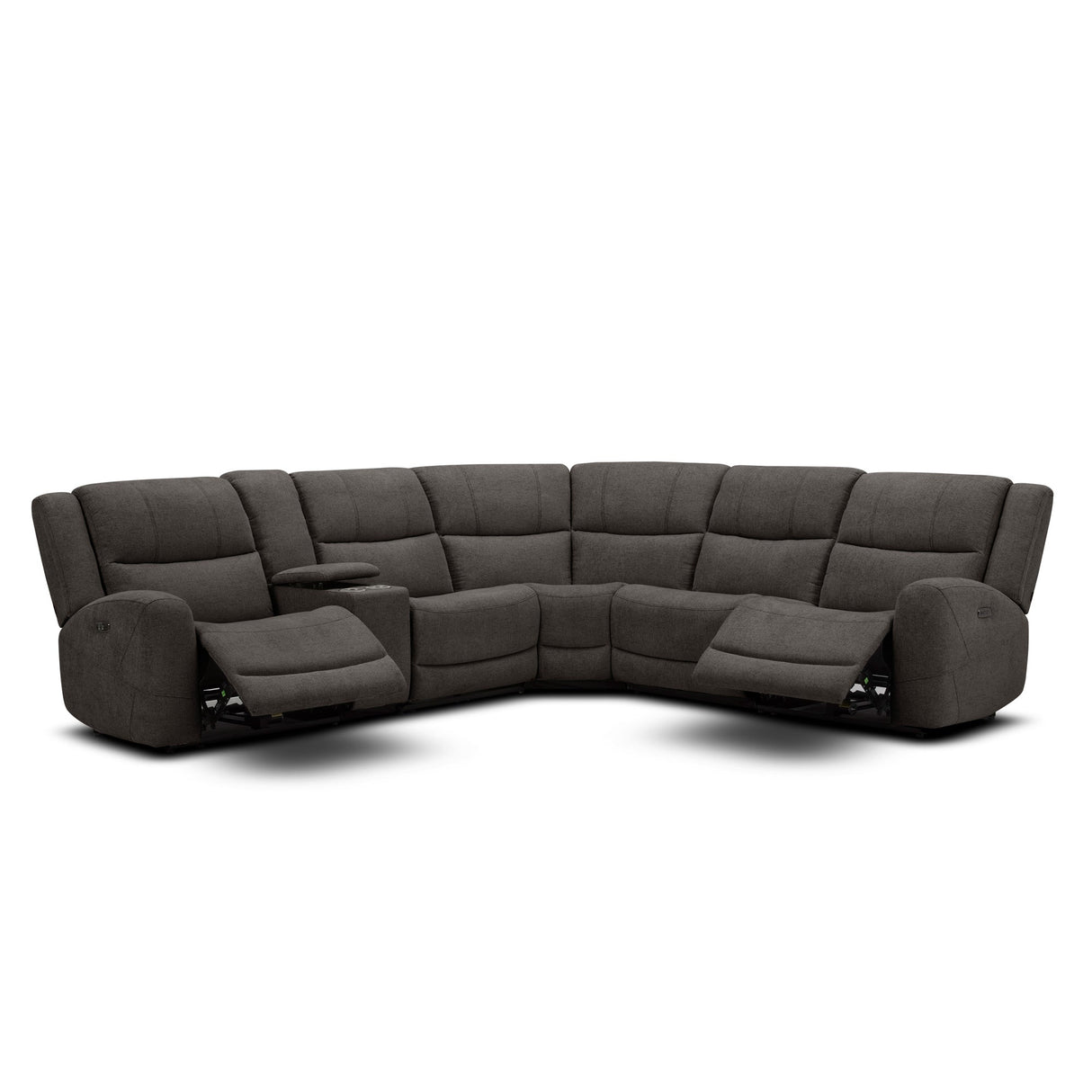 Front right view of Grayson Slate 6 Piece Sectional with 2 Power Ends and 1 Power Armless