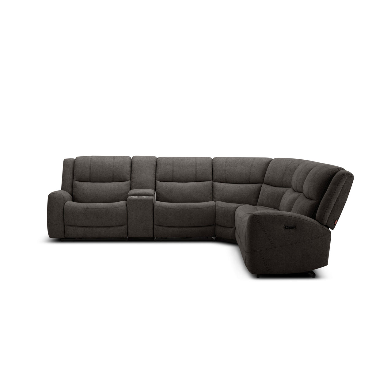 Side view of Grayson Slate 6 Piece Sectional with 2 Power Ends and 1 Power Armless