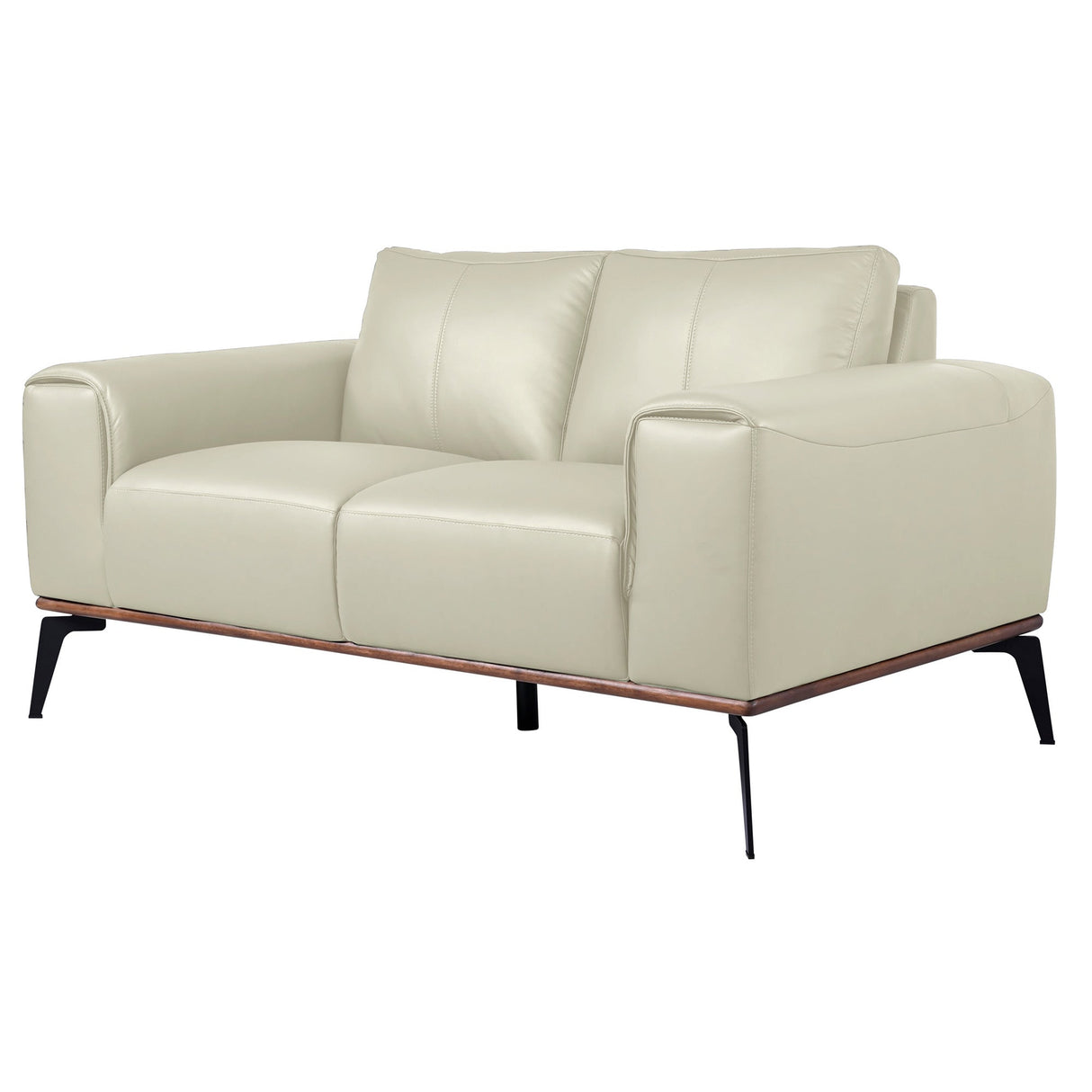 Front right view of Medici Cream Loveseat