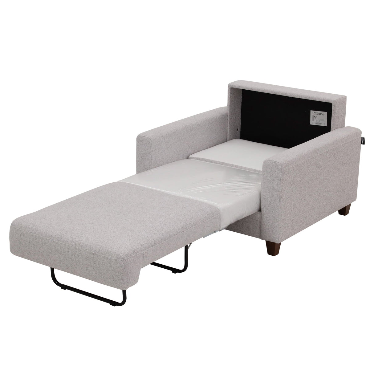 Open view of Meko Light Gray Sleeper Chair