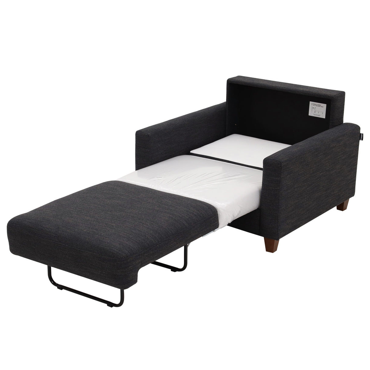 Open view of Meko Black Sleeper Chair