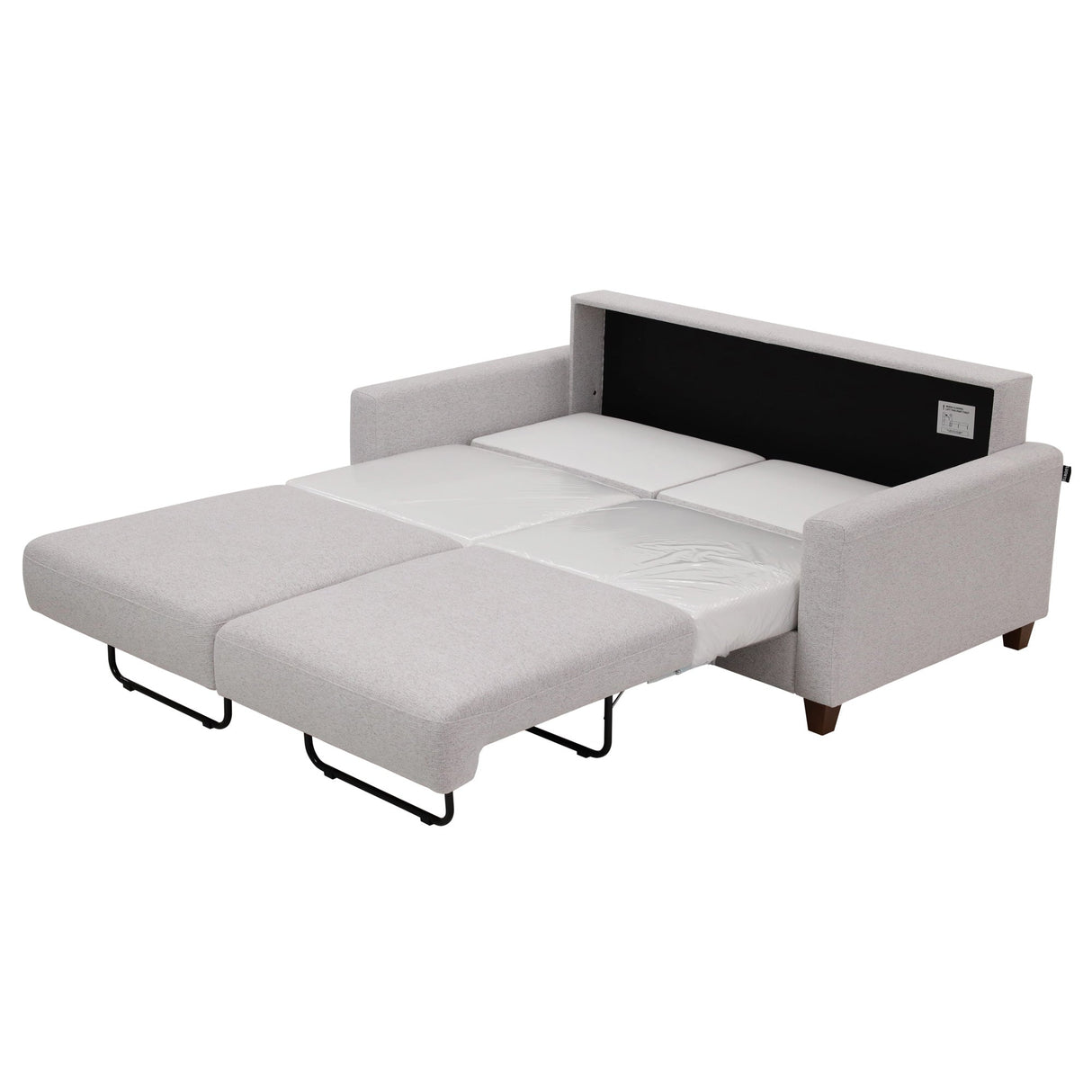 Open view of Meko Light Gray Queen Sleeper Loveseat