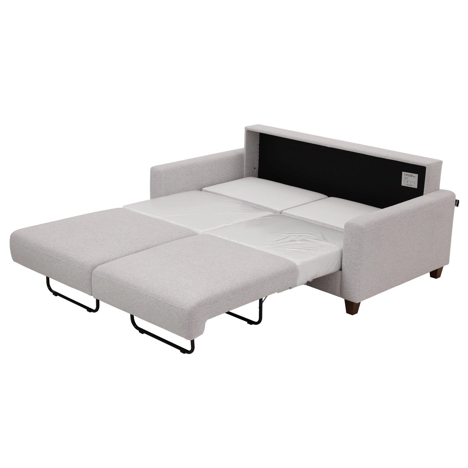 Open view of Meko Light Gray Queen Sleeper Loveseat