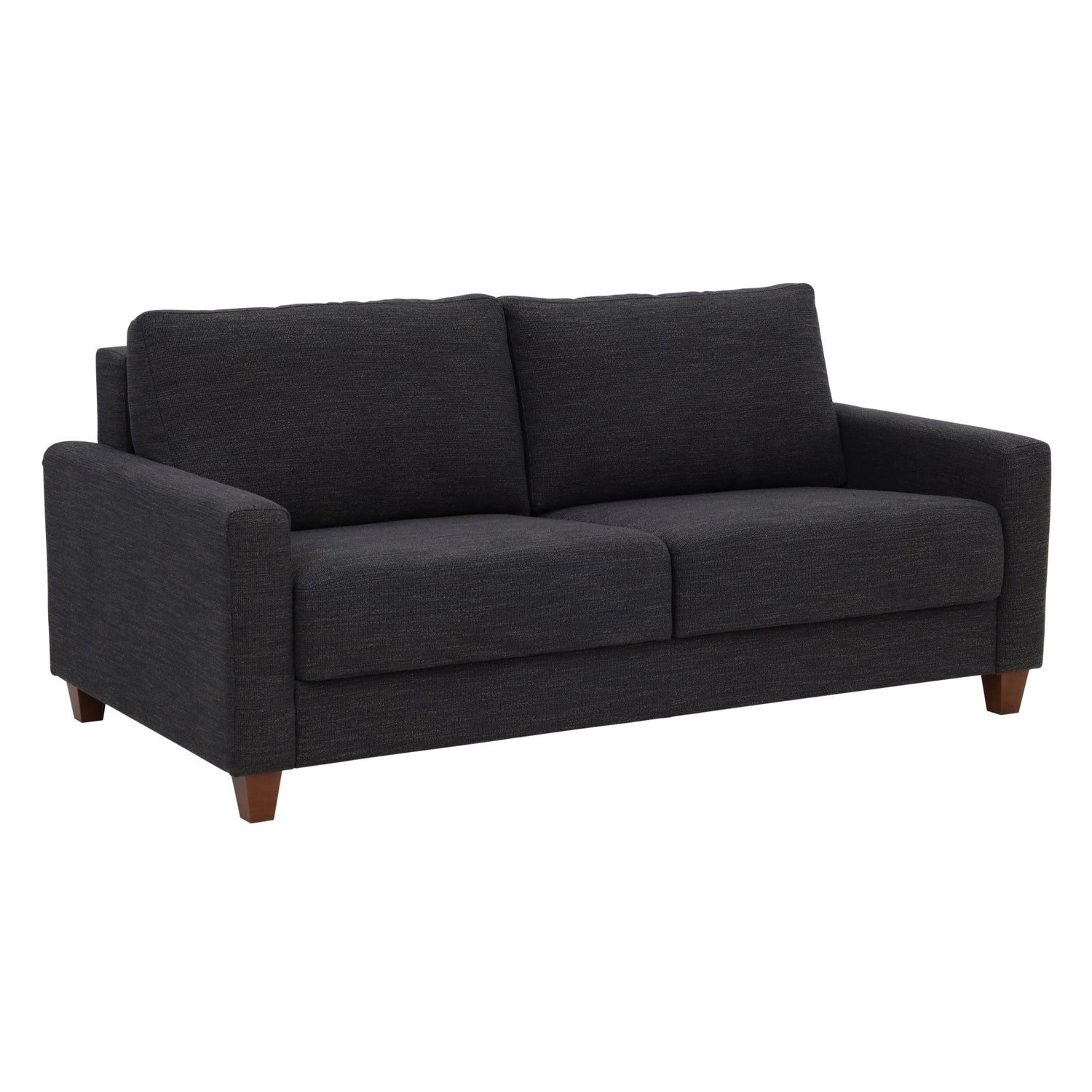 Front right view of Meko Black Queen Sleeper Loveseat