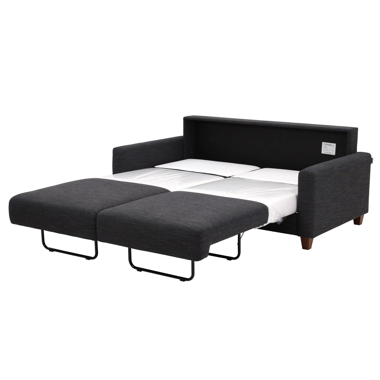 Open view of Meko Black Queen Sleeper Loveseat