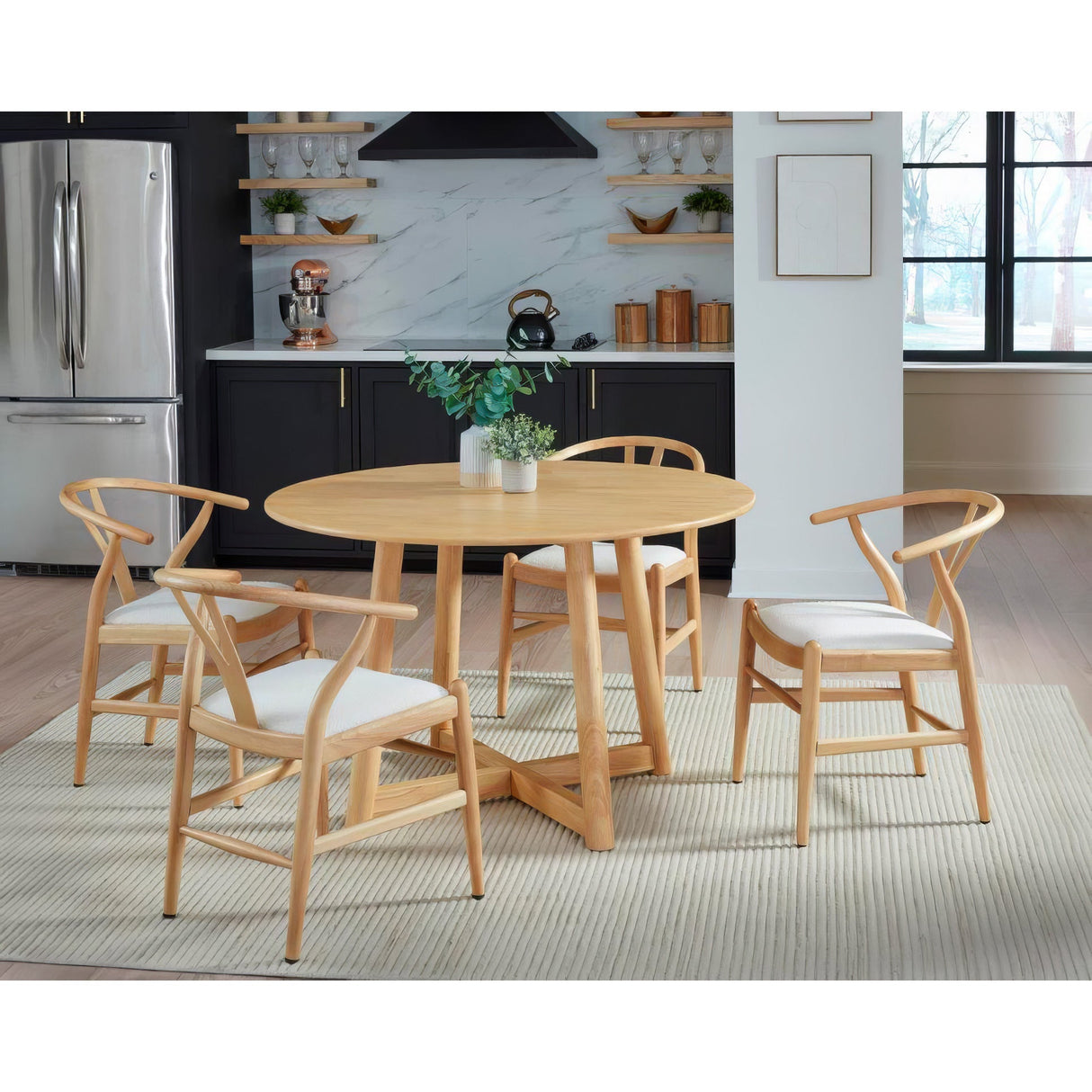 A room setting featuring Knoxville Natural 5 Piece Dining Set