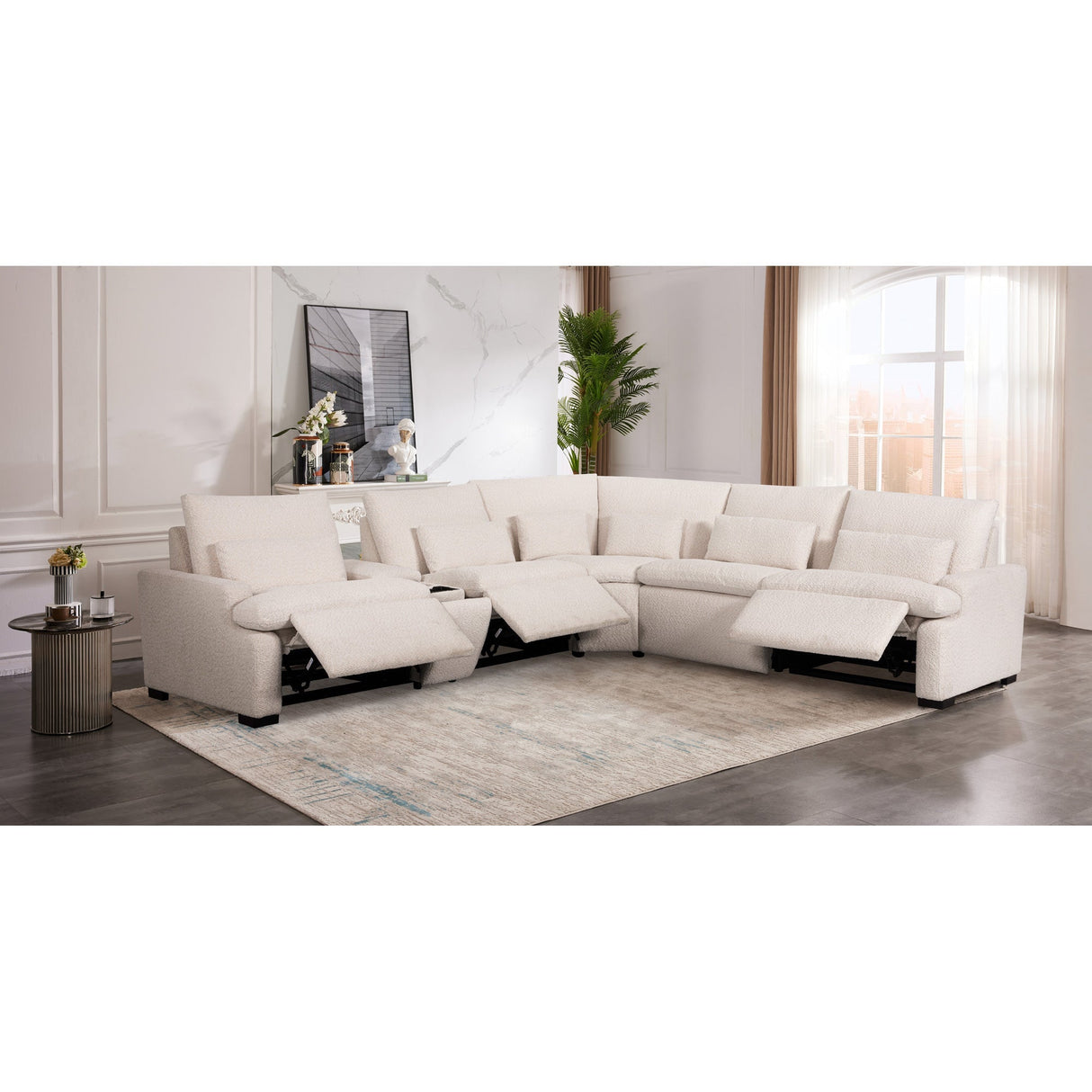 A room setting featuring Fiona Riverrock 6 Piece Power Reclining Sectional