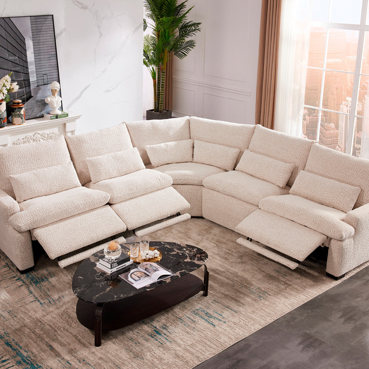Room setting 4 featuring Fiona Riverrock 5 Piece Power Reclining Sectional