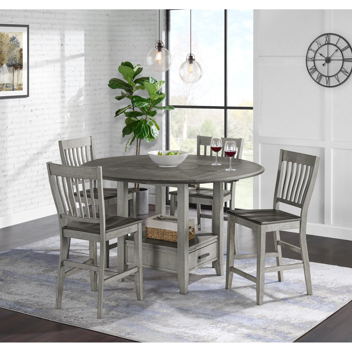 Room setting 2 featuring Kohrs Gray 5 Piece Counter Dining Set
