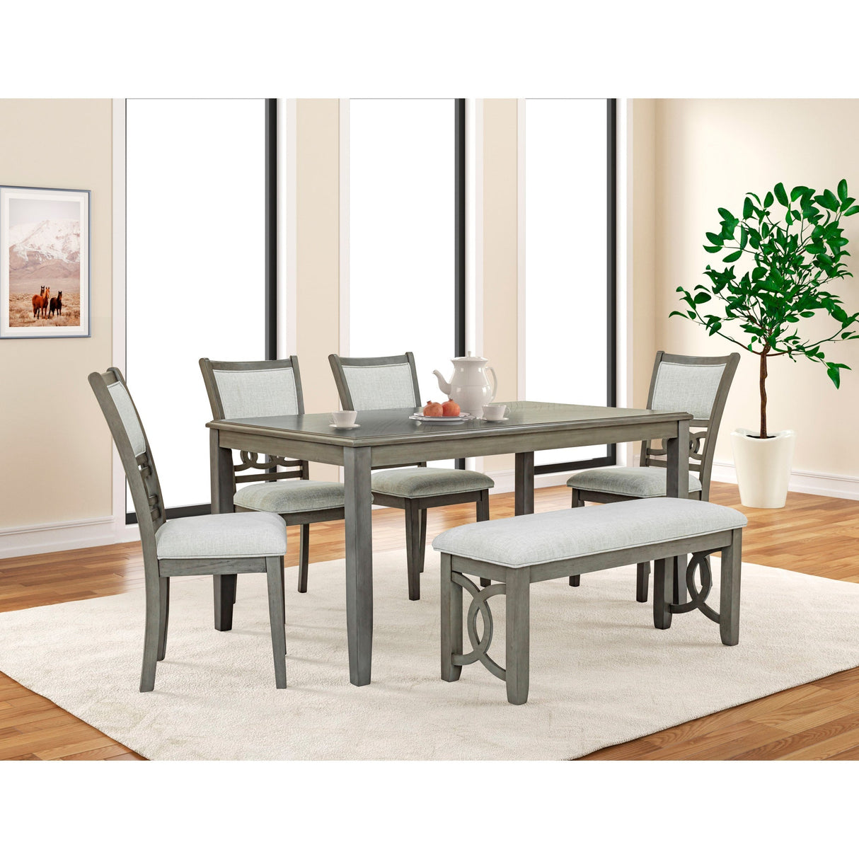 A room setting featuring Sabrinal Gray Dining Chair