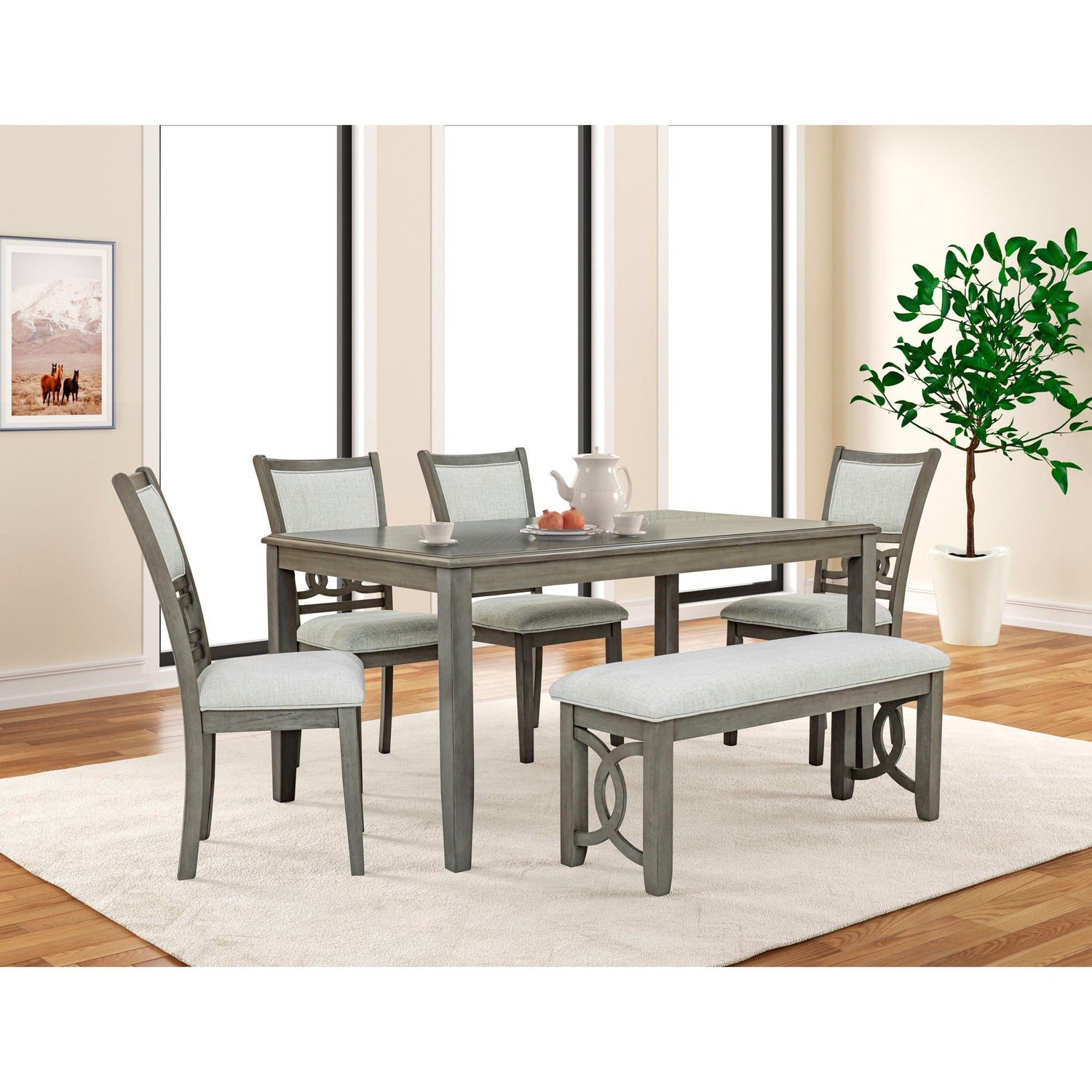 A room setting featuring Sabrinal Gray Dining Chair