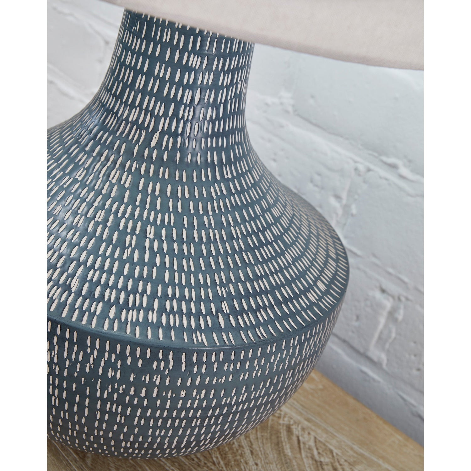 Detail view of Elena Cerulean Table Lamp