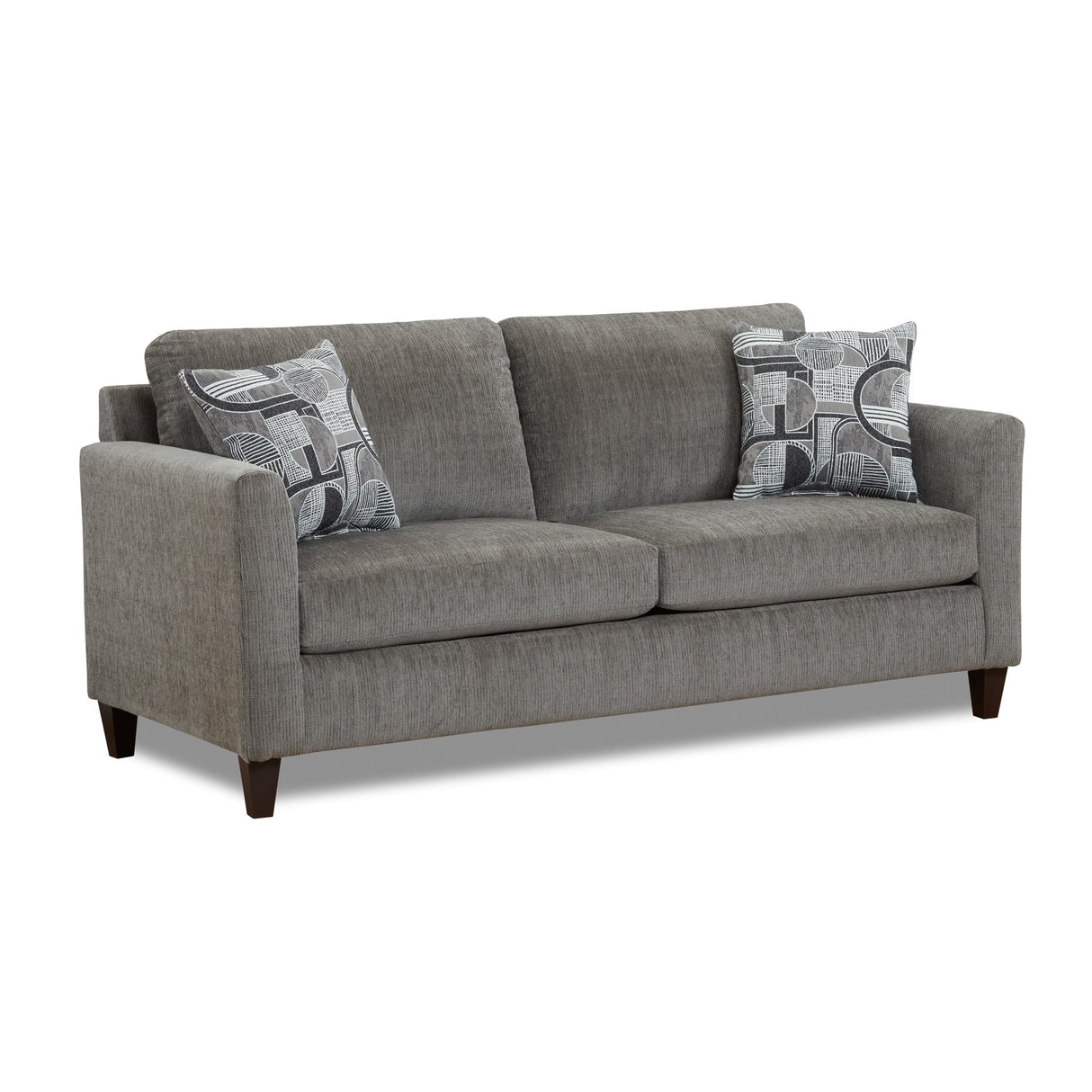 Front right view of Kyla Charcoal Sofa