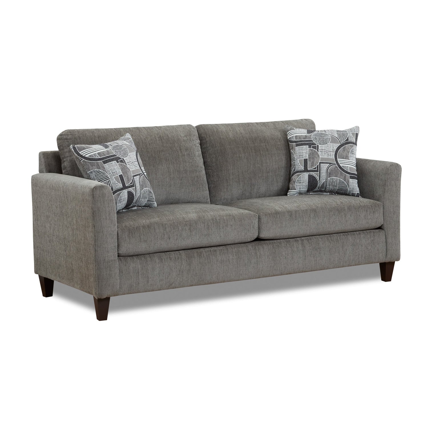 Front right view of Kyla Charcoal Sofa