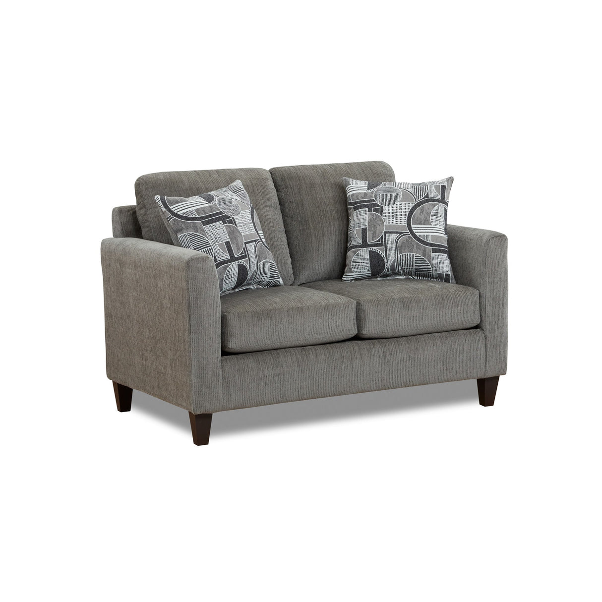 Front right view of Kyla Charcoal Loveseat