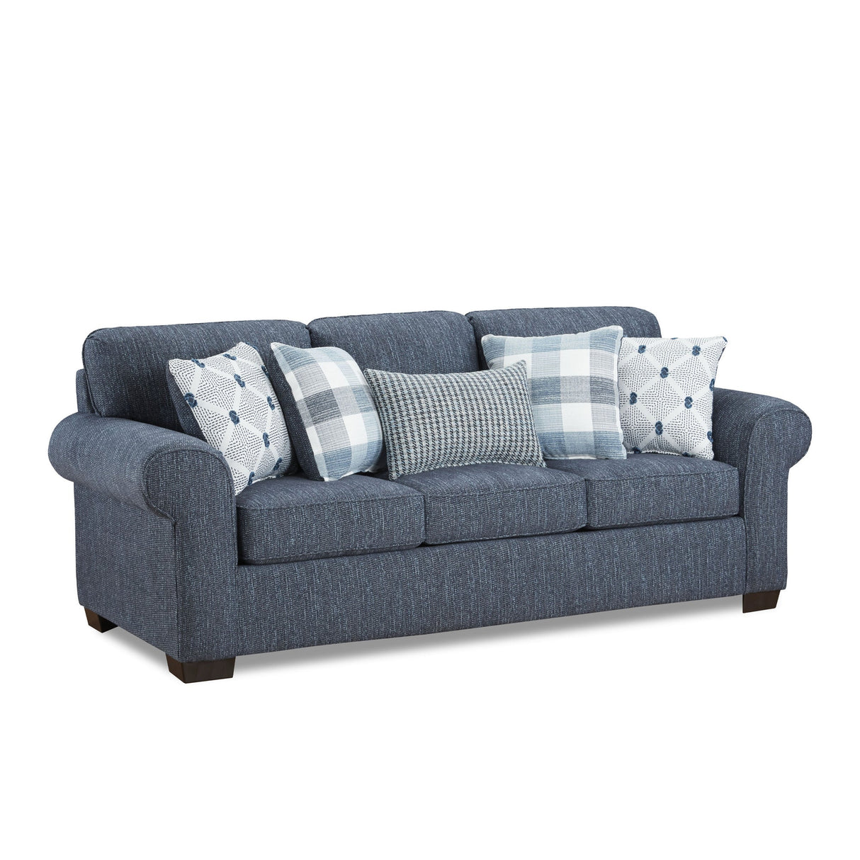 Front right view of Arabella Indigo Sofa