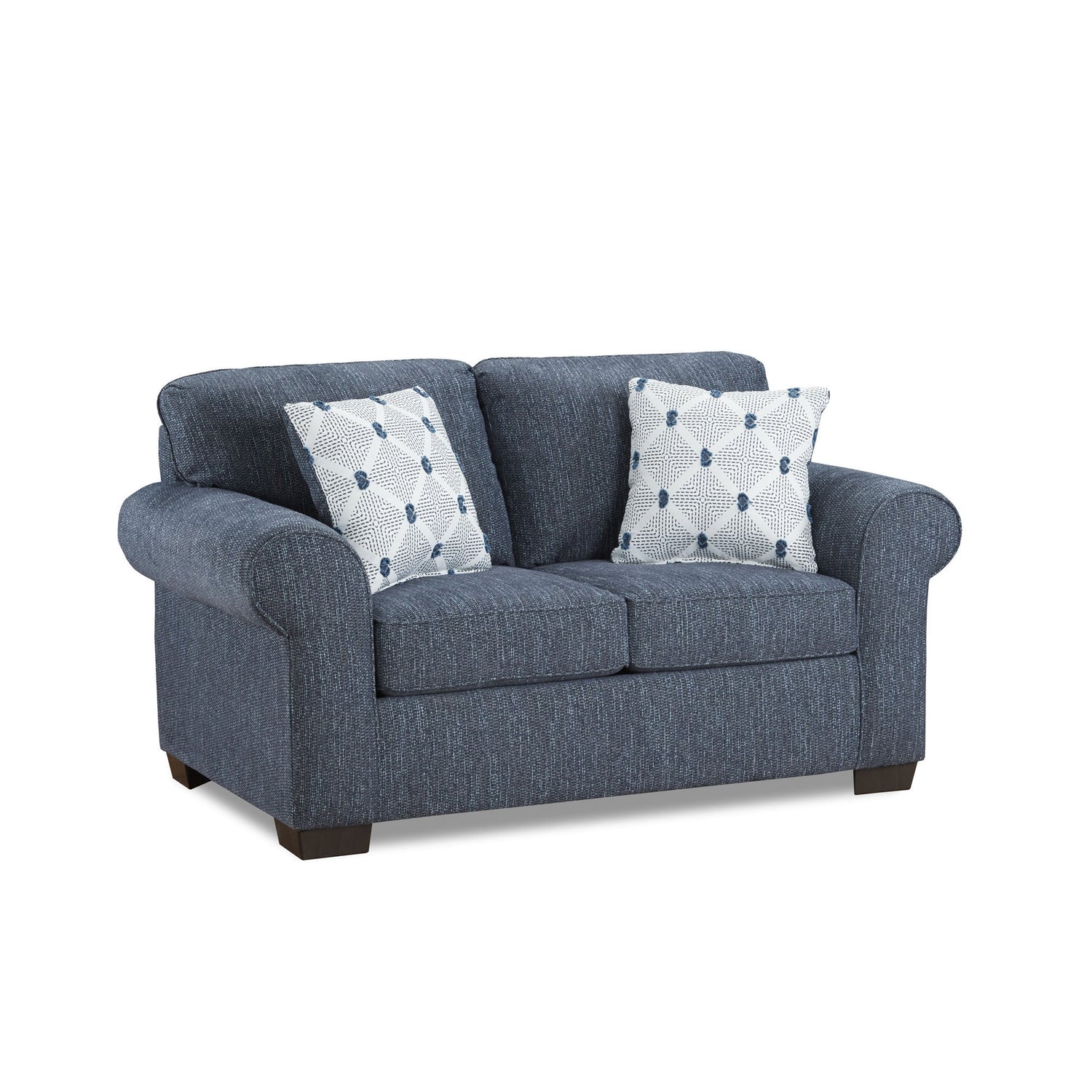 Front right view of Arabella Indigo Loveseat