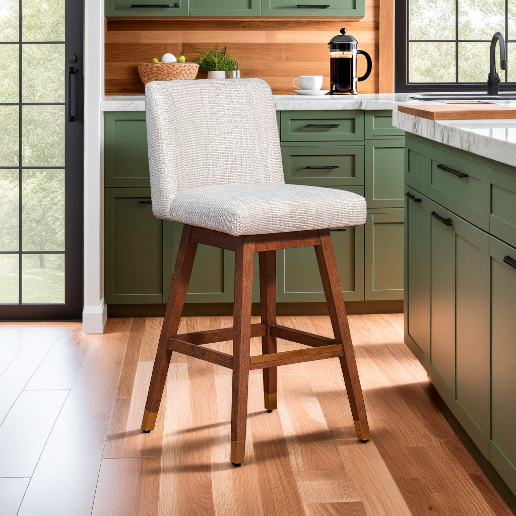 A room setting featuring Isabella Beige Swivel Counter Stool