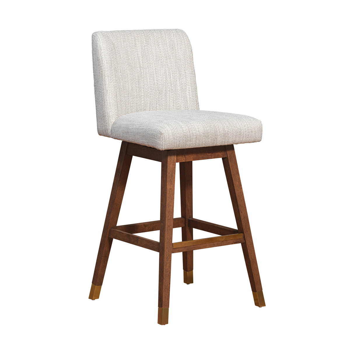 Front right view of Isabella Beige Swivel Bar Stool