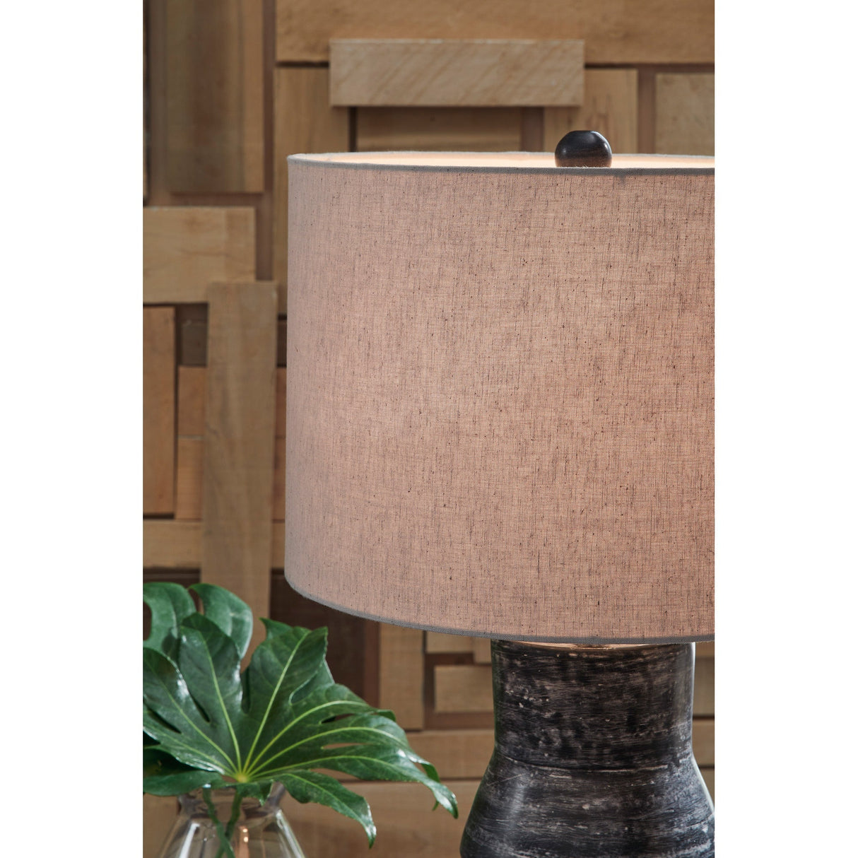 Detail view of Kerbert Distressed Black Table Lamp