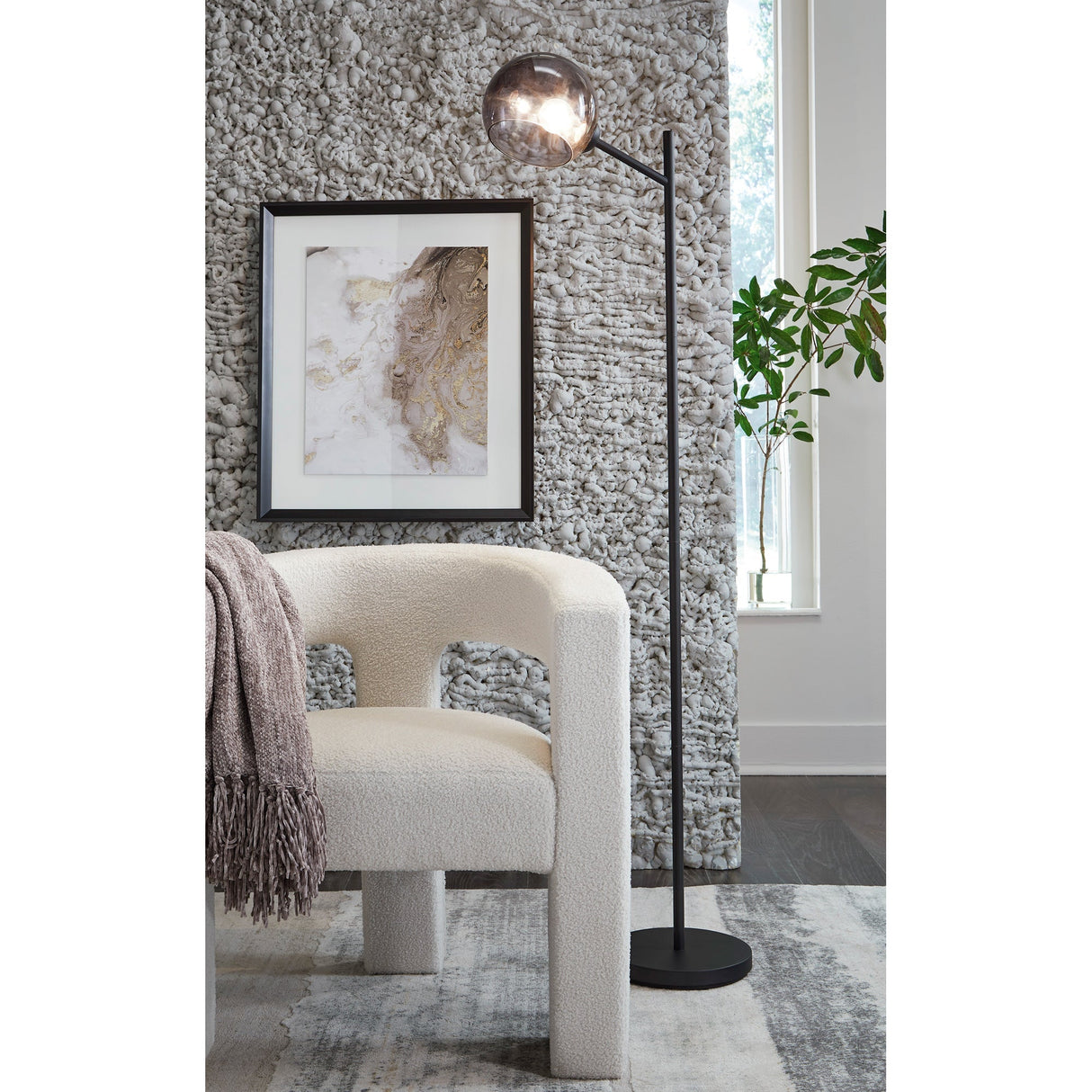 A room setting featuring Abanson Black Floor Lamp